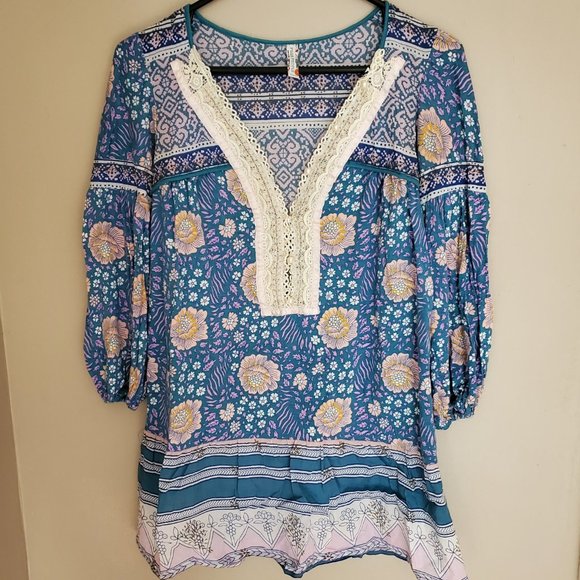 Free People Sweet Poland Boho Peasant Tunic Top XS - Picture 10 of 16